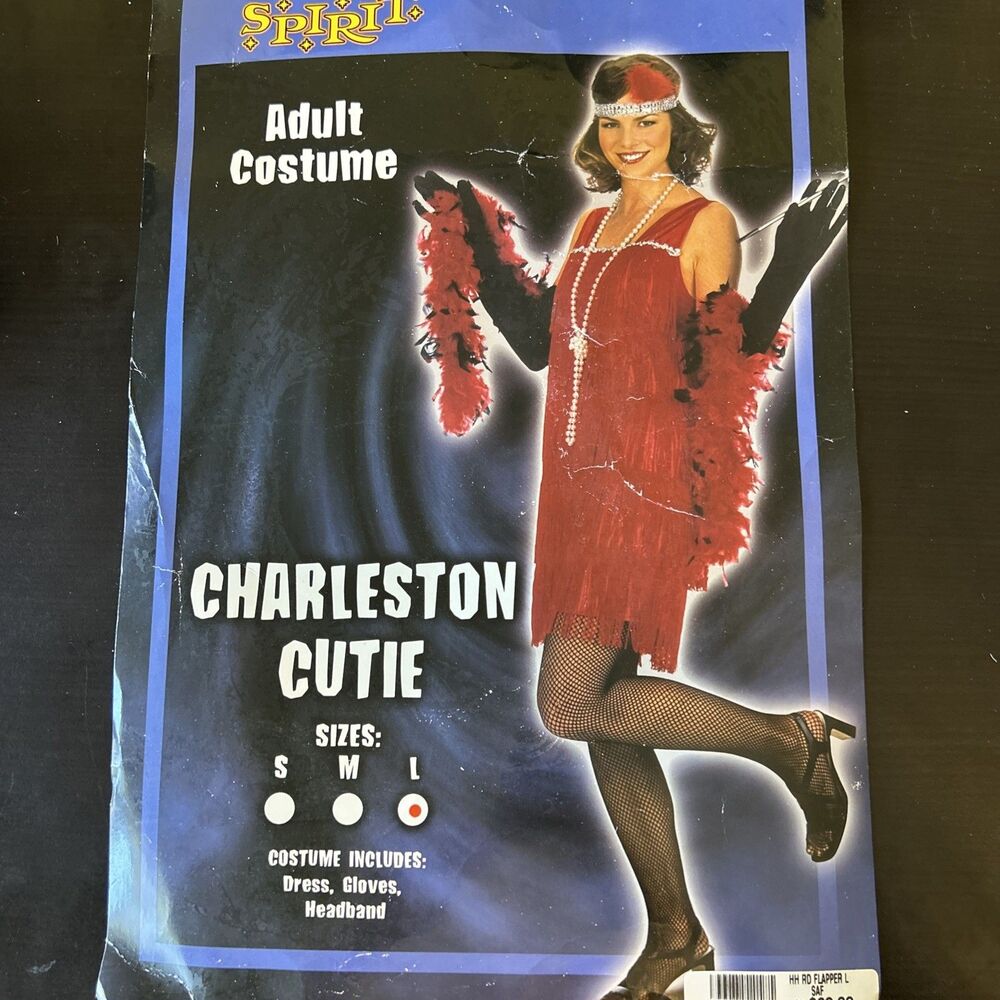 Spirit Women Halloween Costume Charleston Cutie Flapper Dress Sz L READ